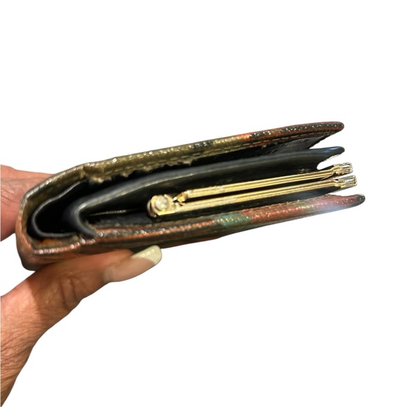 Vivienne Westwood Orange and Brown Checkered Wallet With a KISS Lock Closure - Picture 8 of 8